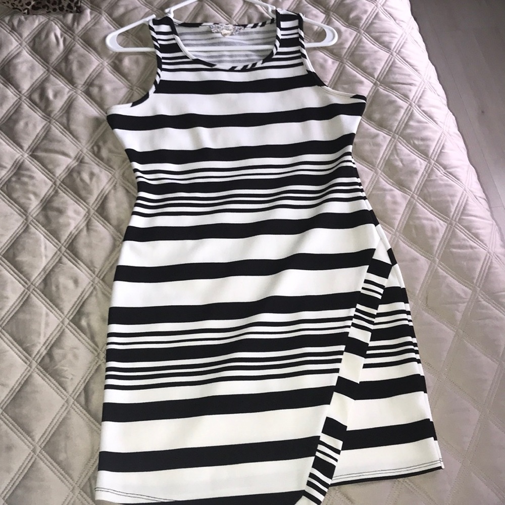 Black and white striped dress